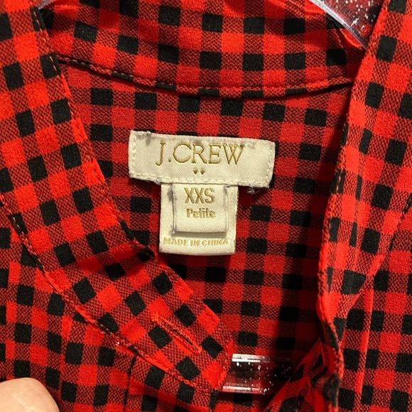 J. Crew Factory Drapey Buffalo Check Tuxedo Top XXS - Picture 2 of 9